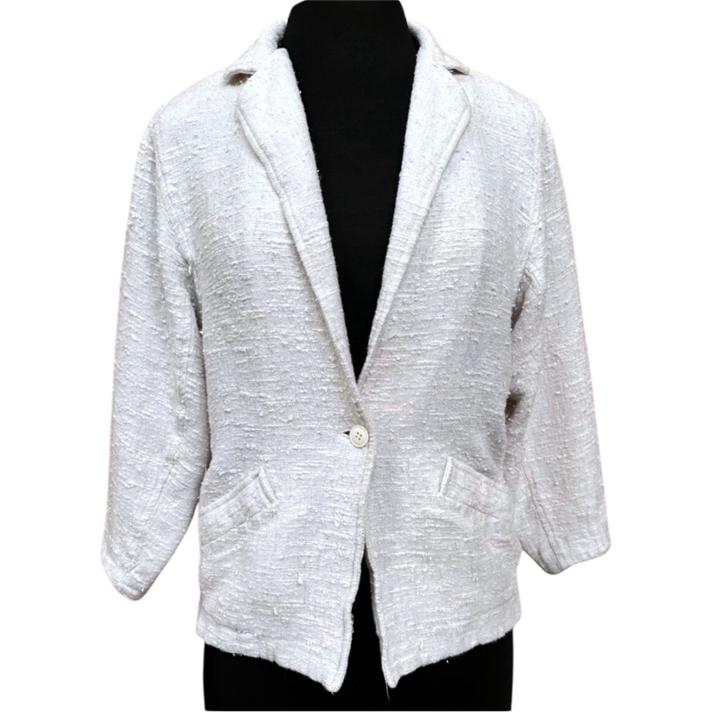 Vintage 1960s Carson Pirie Scott‎ Ivory Boucle Tweed Single Button Blazer Size S